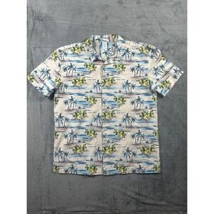 Thereabouts Mens XXL Palm Tree Floral Tropical Short Sleeve Cotton Button Down